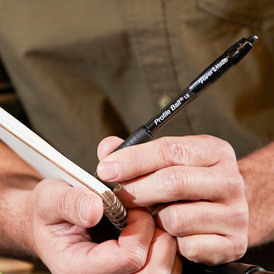 slide 5 of 5, Paper Mate Ballpoint Pen, Profile Retractable Pen, Medium Point (1.0Mm), Blue, 12 Count, 1 ct