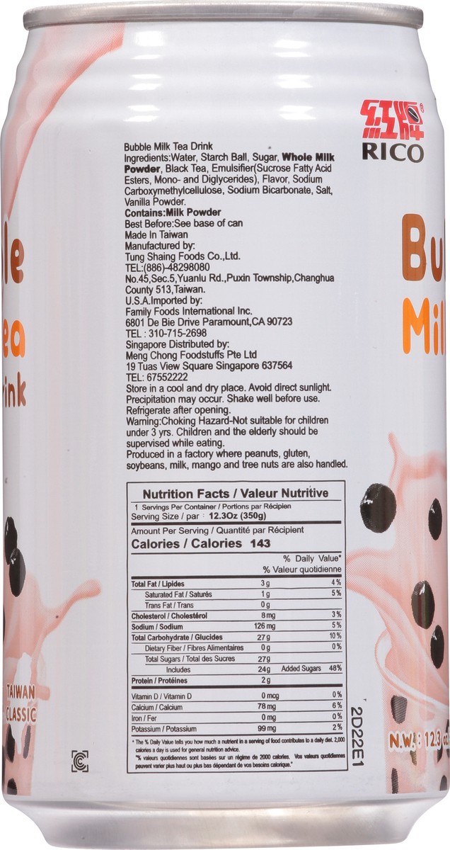 slide 6 of 9, Rico Taiwan Classic Bubble Milk Tea Drink 12.3 oz, 12.3 oz