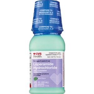 slide 1 of 1, CVS Health Loperamide Hydrochloride Anti-Diarrheal Liquid For Ages 6+, Mint Flavor, 4 oz