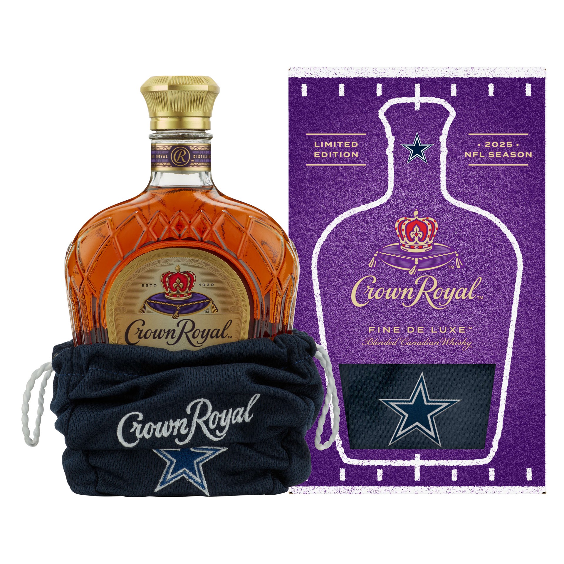 slide 5 of 7, Crown Royal Fine De Luxe Blended Canadian Whisky, 750 mL Bottle with Dallas Cowboys Bag, 750 mL