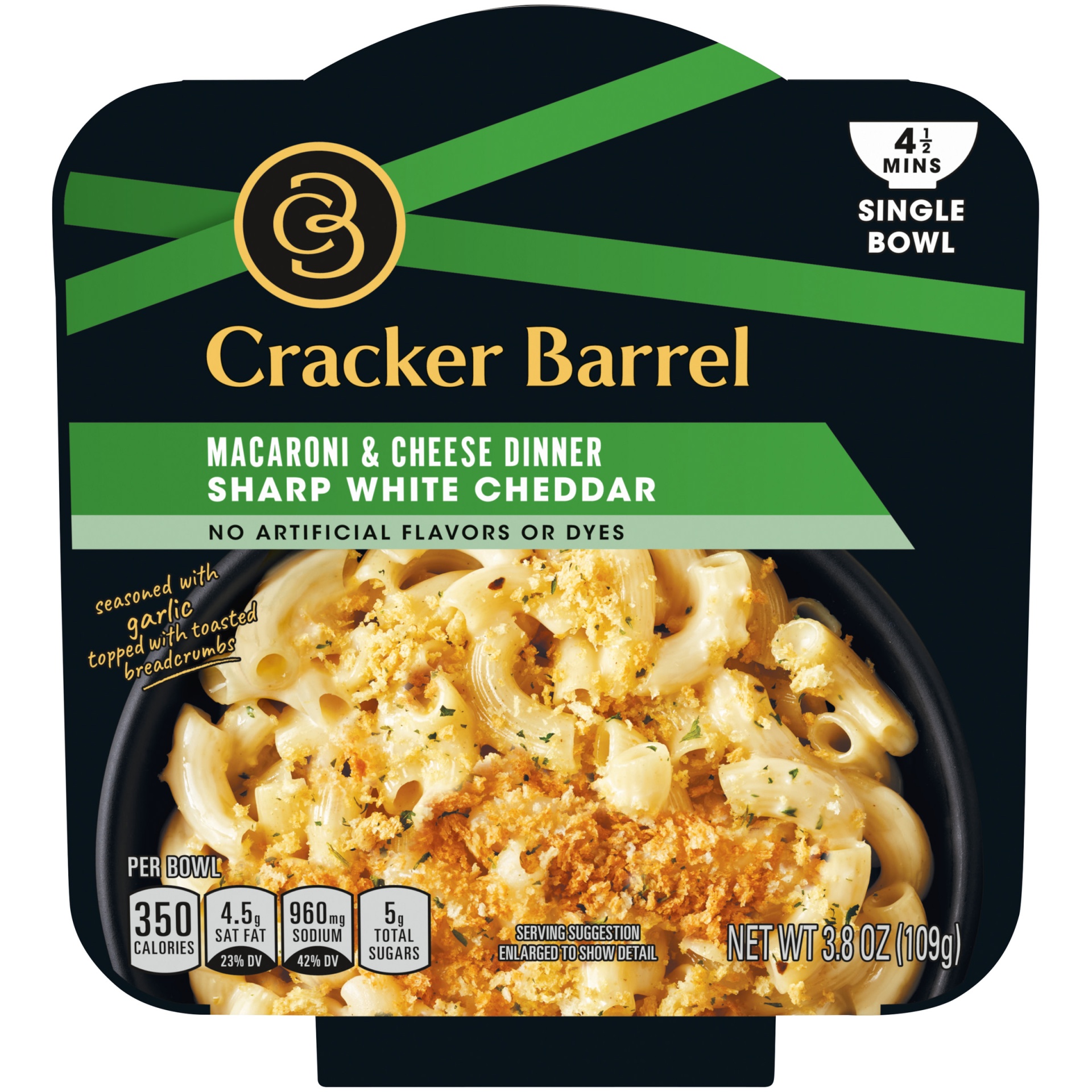 slide 1 of 1, Cracker Barrel Sharp White Cheddar Macaroni & Cheese Dinner Bowl, 3.8 oz