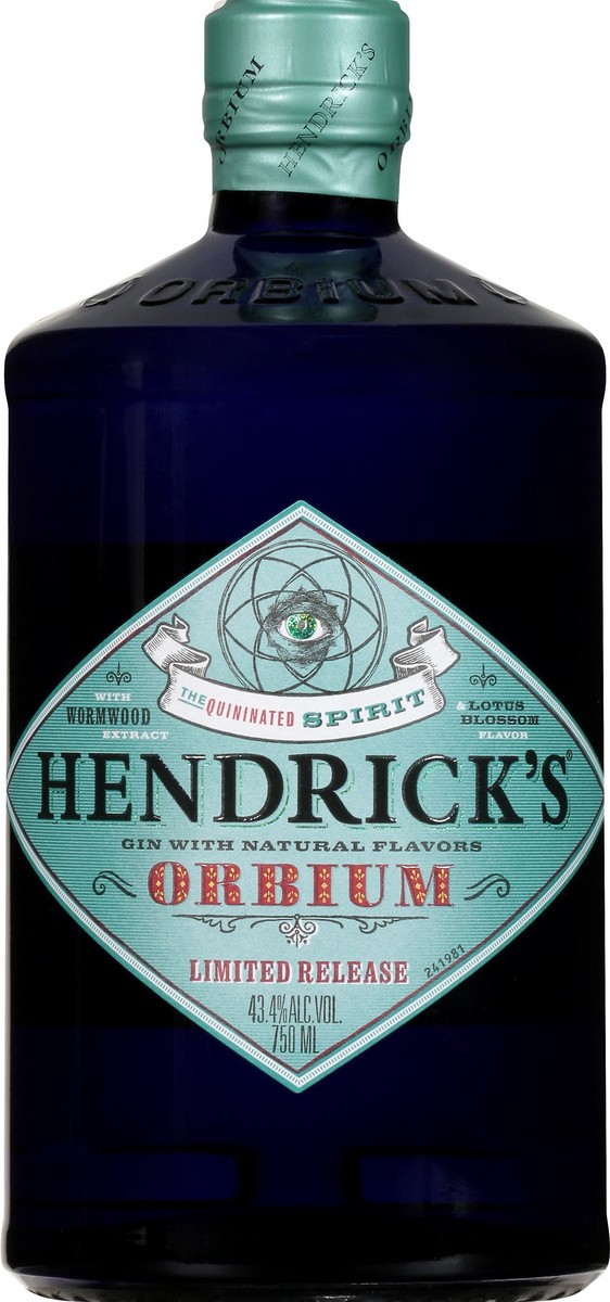 slide 9 of 9, Hendrick's Gin, with Worm Wood Extract & Lotus Blossom Flavor, Orbium, 750 ml