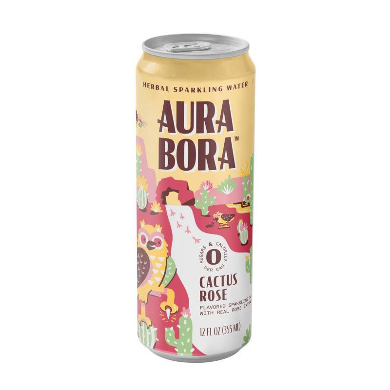 slide 1 of 2, Aura Bora Cactus Rose Sparkling Water, 12 fl oz