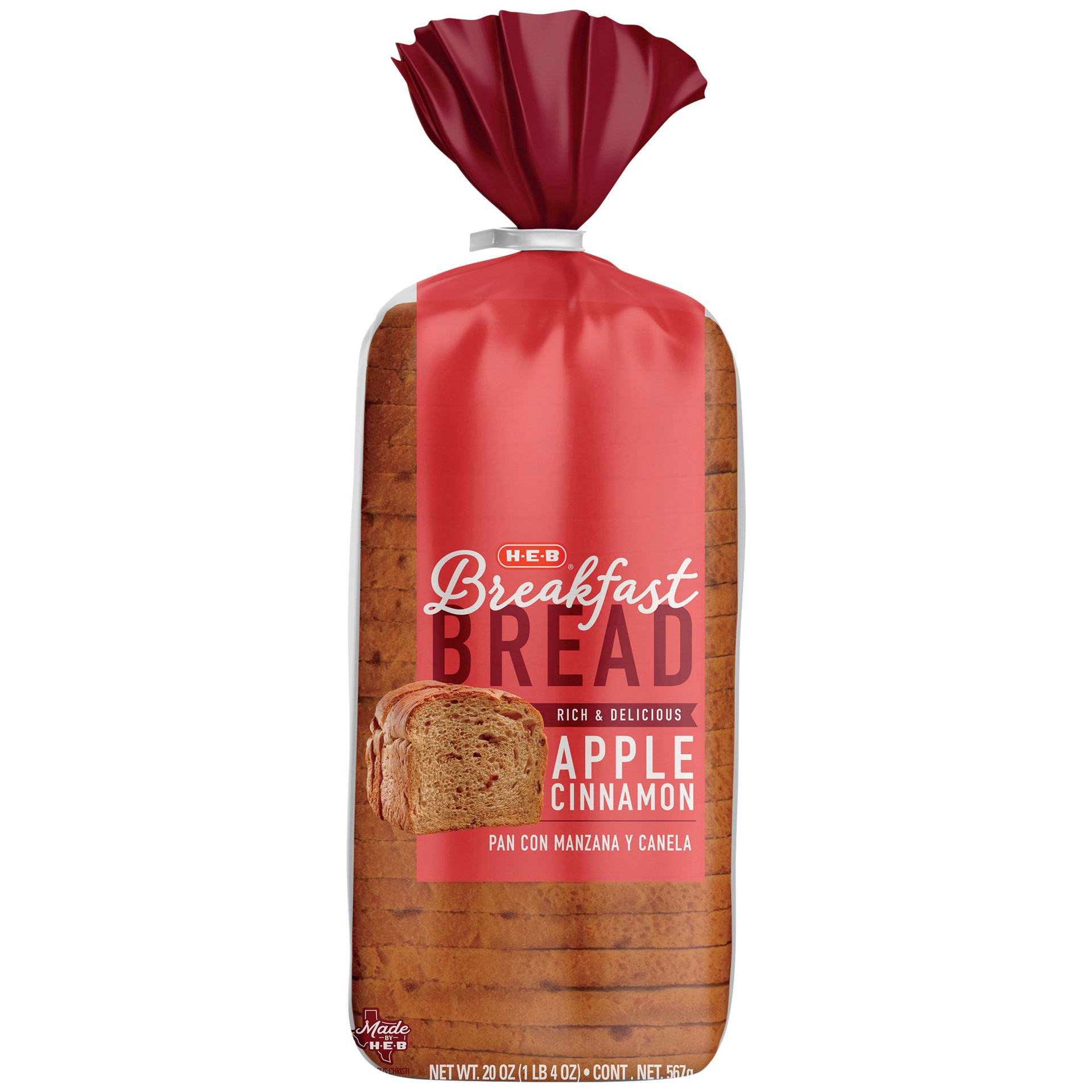 slide 1 of 1, H-E-B Apple Cinnamon Breakfast Bread, 20 oz