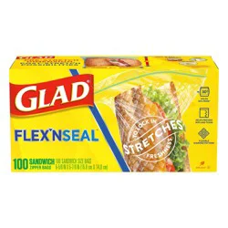 Glad Flex N Seal Sandwich Zipper Bags 100 ea
