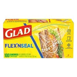 Glad Flex N Seal Sandwich Zipper Bags 100 ea