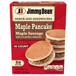 Jimmy Dean Snack Size Maple Pancake Breakfast Sandwiches with Maple Sausage, Frozen, 10 Count