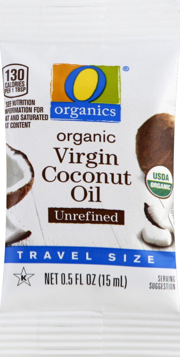 slide 4 of 7, O Organics Coconut Oil Virgin Unrefined Travel, 10 ct; 0.5 fl oz