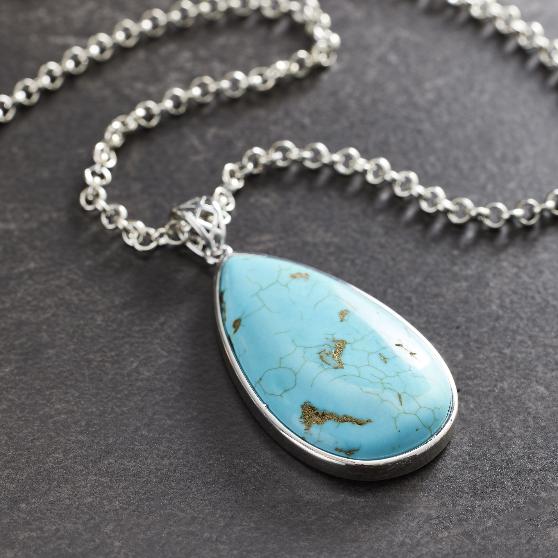 slide 3 of 3, Turquoise Dyed Howlite Teardrop Pendant By Bead Landing, 27mm x 49mm
