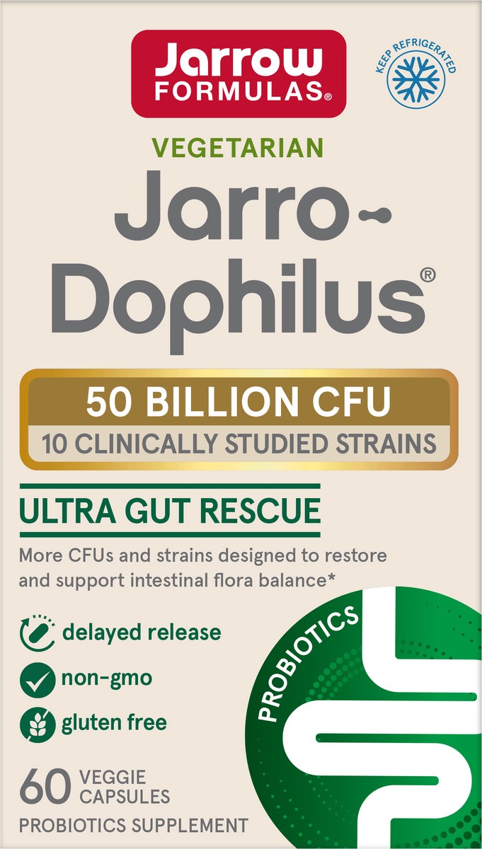 slide 3 of 5, Jarrow Formulas Jarro-Dophilus Ultra Gut Rescue - 50 Billion CFU Per Serving - Probiotics Restore, Protect & Maintain Intestinal Flora - 60 Servings (Delayed Release) (PACKAGING MAY VARY), 60 ct