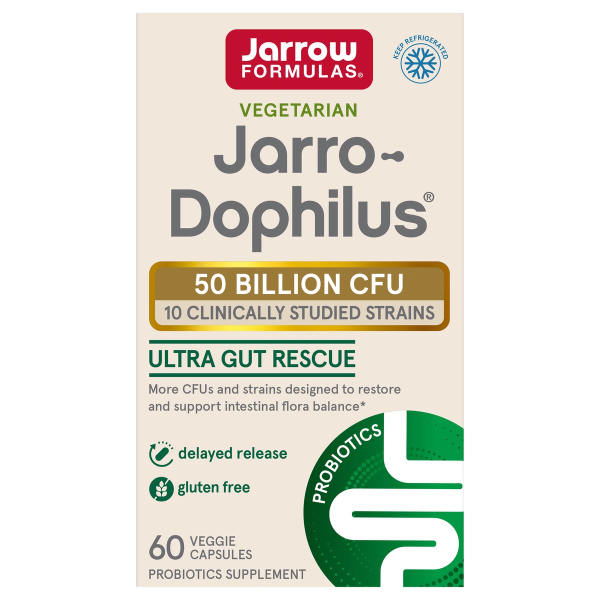 slide 1 of 5, Jarrow Formulas Jarro-Dophilus Ultra Gut Rescue - 50 Billion CFU Per Serving - Probiotics Restore, Protect & Maintain Intestinal Flora - 60 Servings (Delayed Release), 60 ct