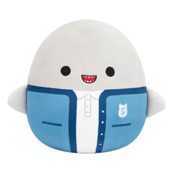 Squishmallows Shark with Teeth and Gills in Cardigan with Cam Logo - Grey, 8 in