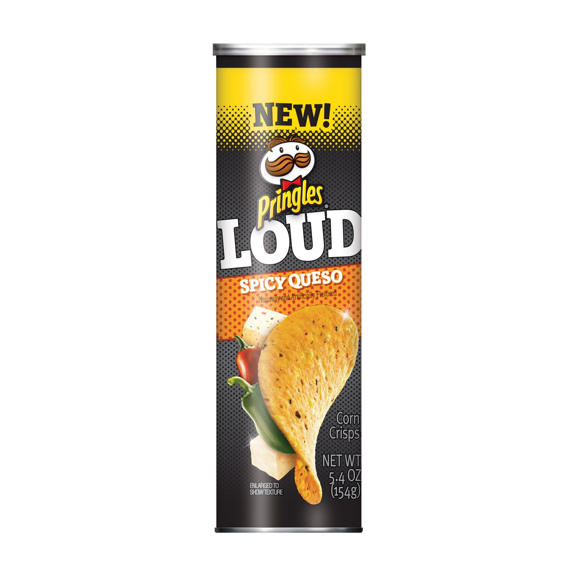 slide 1 of 1, Pringles Loud Spicy Queso Corn Crisps, 5.4 oz