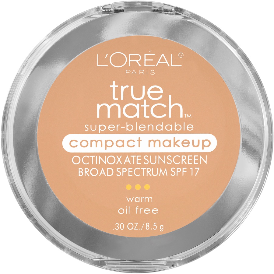 slide 1 of 4, L'Oréal True Match Warm Nude Beige W3 Super-Blendable Compact Makeup Compact, 0.3 oz