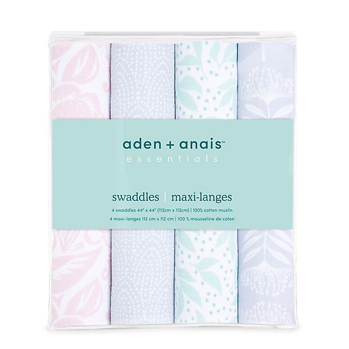 slide 2 of 2, aden + anais essentials Damsel Swaddle Blankets - Pink, 4 ct