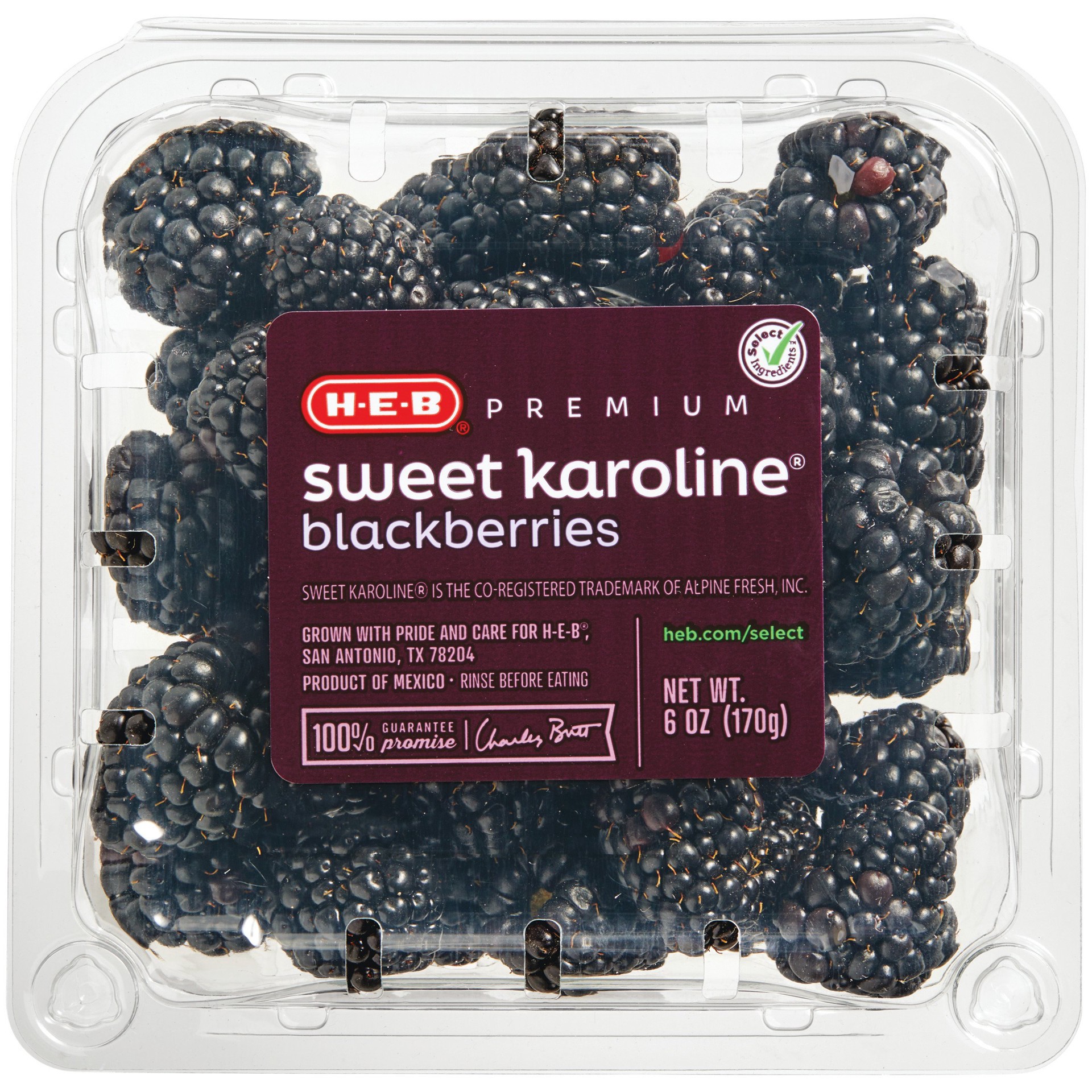 slide 1 of 1, H-E-B Premium Fresh Sweet Karoline Blackberries, 6 oz