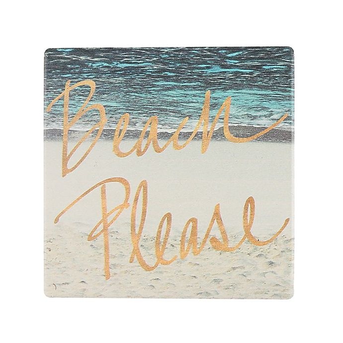 slide 1 of 1, Thirstystone Occasions Beach Please with Gold Square Coaster, 1 ct