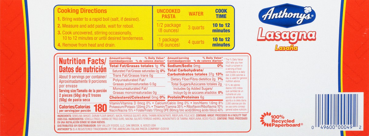 slide 3 of 14, Anthony's Lasagna 16 oz, 16 oz