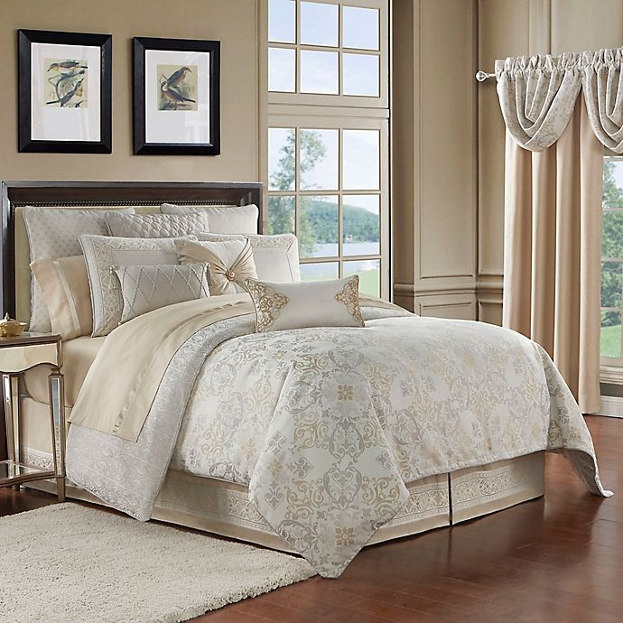 slide 1 of 7, Waterford Shelah Reversible Queen Comforter Set - Gold/Ivory, 1 ct