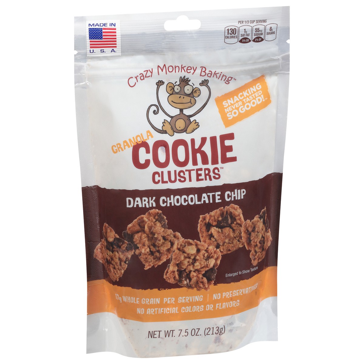 slide 11 of 13, Crazy Monkey Baking Granola Dark Chocolate Chip Cookie Clusters 7.5 oz, 7.5 oz