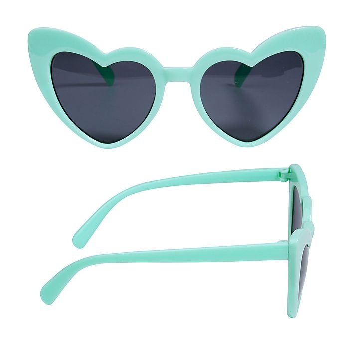 slide 1 of 1, On The Verge Heart Frame Sunglasses - Teal, 1 ct