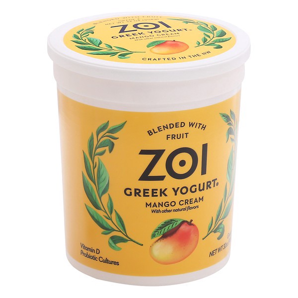 slide 1 of 1, Zoi Greek Yogurt Mango Cream, 32 oz