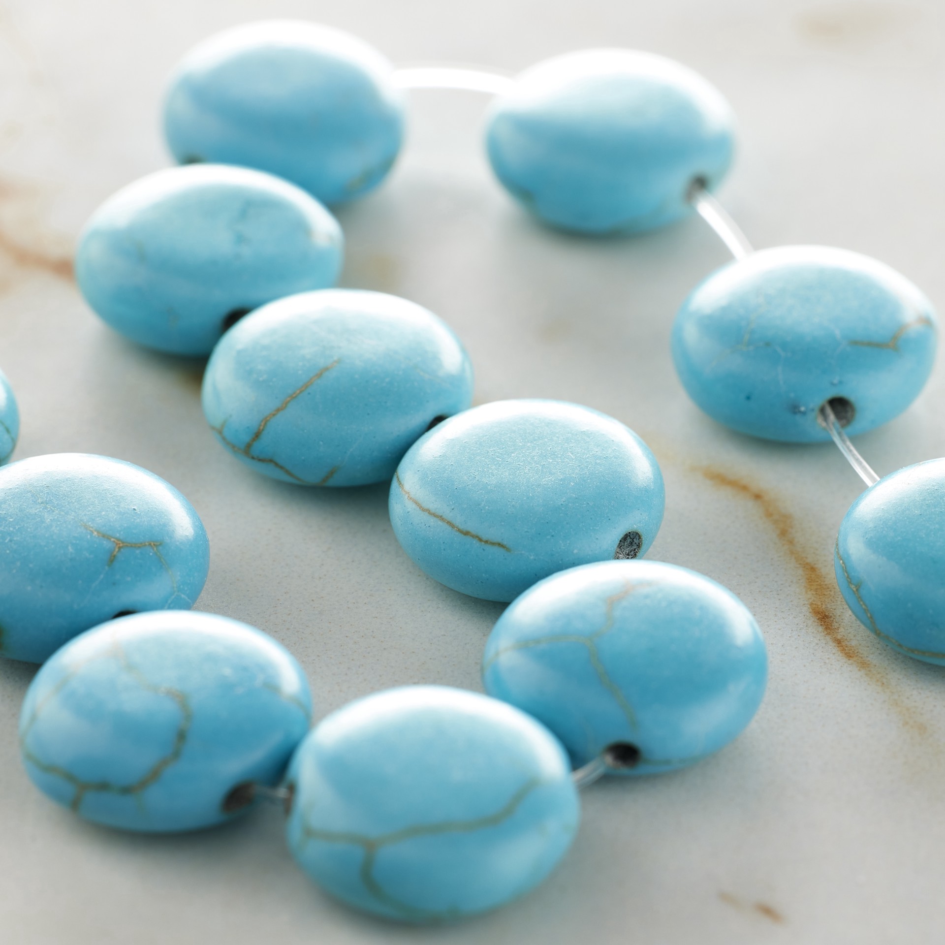 slide 2 of 3, Turquoise Dyed Howlite Lentil Beads, 12mm By Bead Landing, 12mm