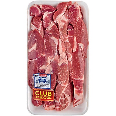 slide 1 of 1, H-E-B Boneless Pork Butt Country Style Club Pack, per lb