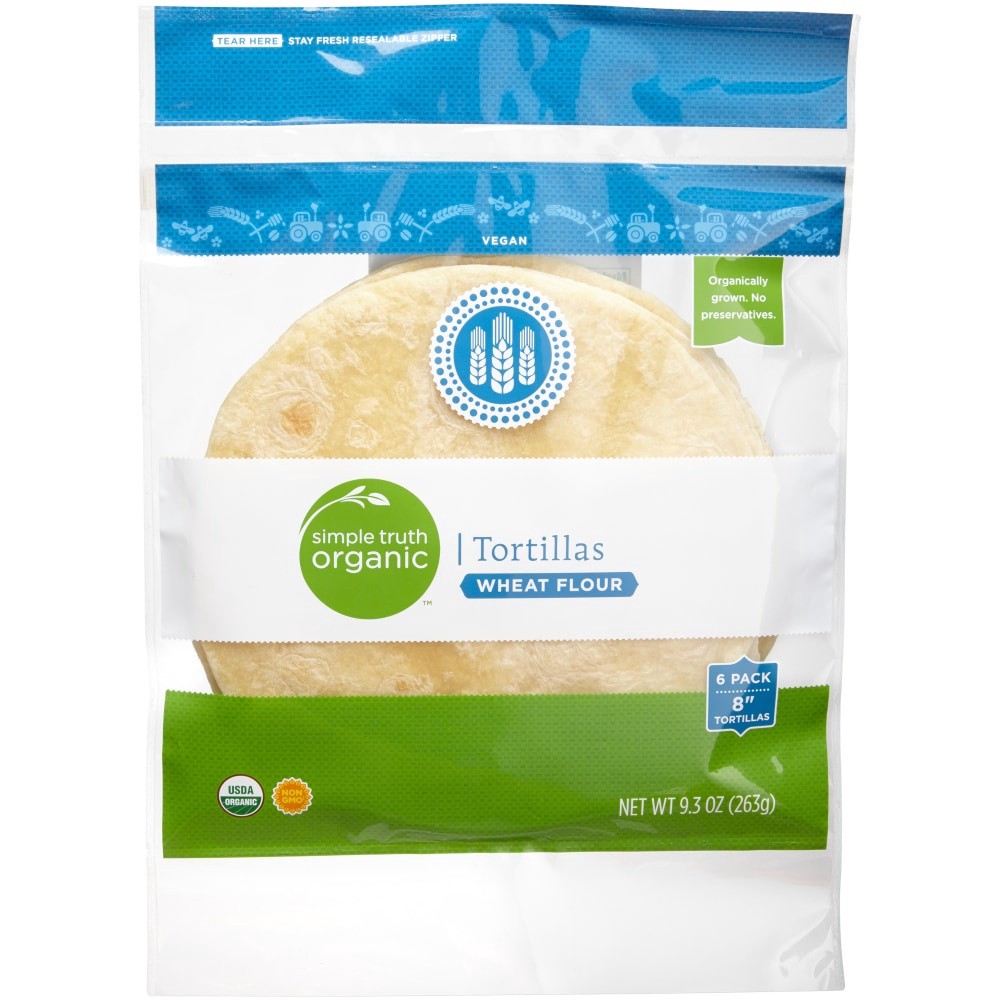 slide 1 of 1, Simple Truth Organic Flour Tortillas, 9.3 oz