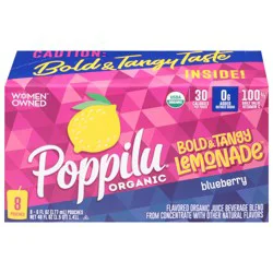 Poppilu Organic Bold & Tangy Blueberry Lemonade - 8 ct