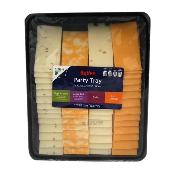 slide 1 of 1, Hy-Vee Party Tray Cheese Slices, 32 oz
