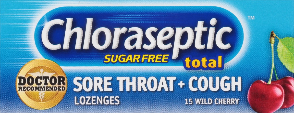 slide 4 of 9, Chloraseptic Total Sore Throat + Cough Lozenges, Sugar-Free Wild Cherry Flavor, 15 CT, 15 ct