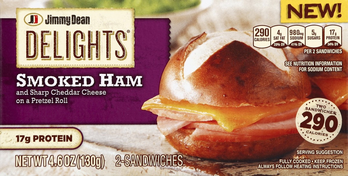 slide 4 of 5, Jimmy Dean Delights Smoked Ham & Sharp Cheddar Cheese Sandwich, 2 ct