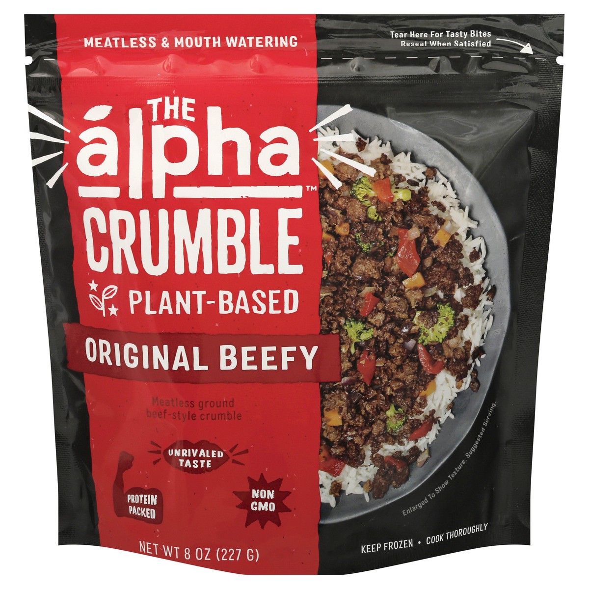 slide 6 of 13, Alpha Foods Pouch Beefy Crumble Alt, 8 oz