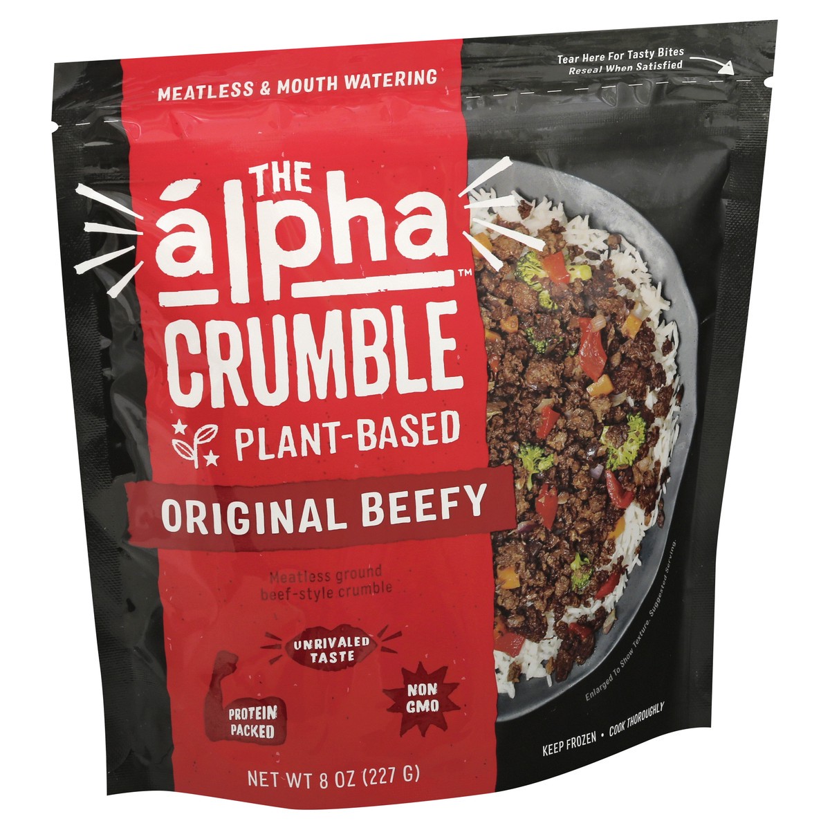 slide 8 of 13, Alpha Foods Pouch Beefy Crumble Alt, 8 oz