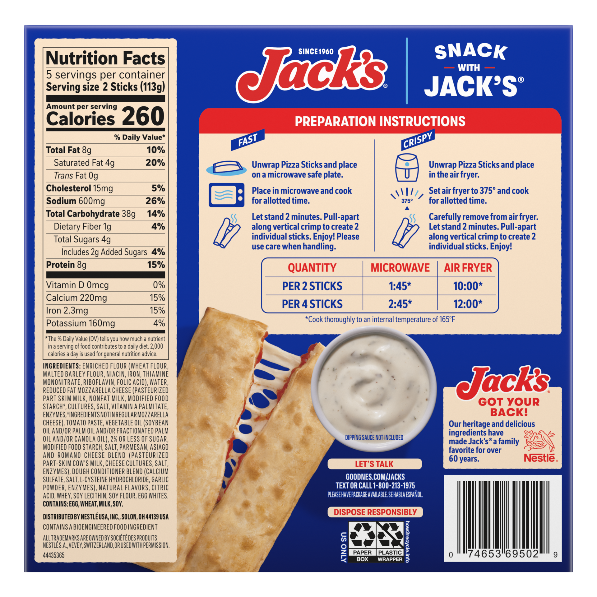 slide 2 of 7, Jack's Jack’s Pull-Apart Cheese Pizza Sticks, Pack of 10, 10 ct