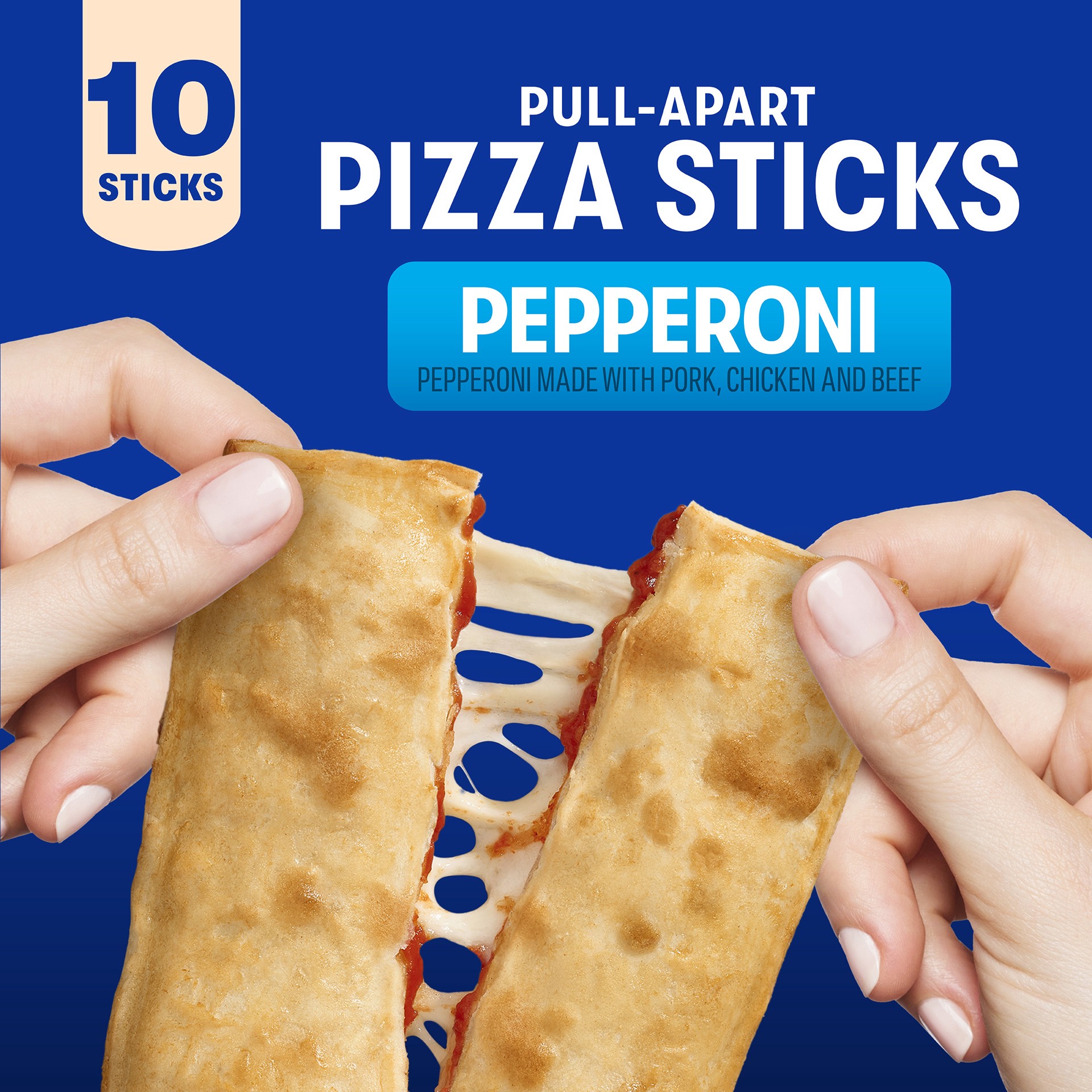 slide 2 of 7, Jack's Jack''s Pull-Apart Pepperoni Pizza Sticks, Pepperoni made with pork, chicken and beef. Pack of 10, 20 oz