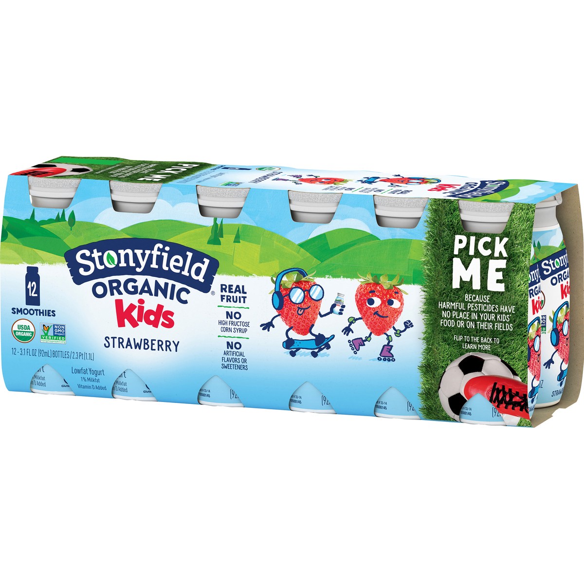 slide 5 of 9, Stonyfield Organic Lowfat Yogurt Smoothies, Strawberry, 3.1 fl. oz., 12 Ct, 12 ct