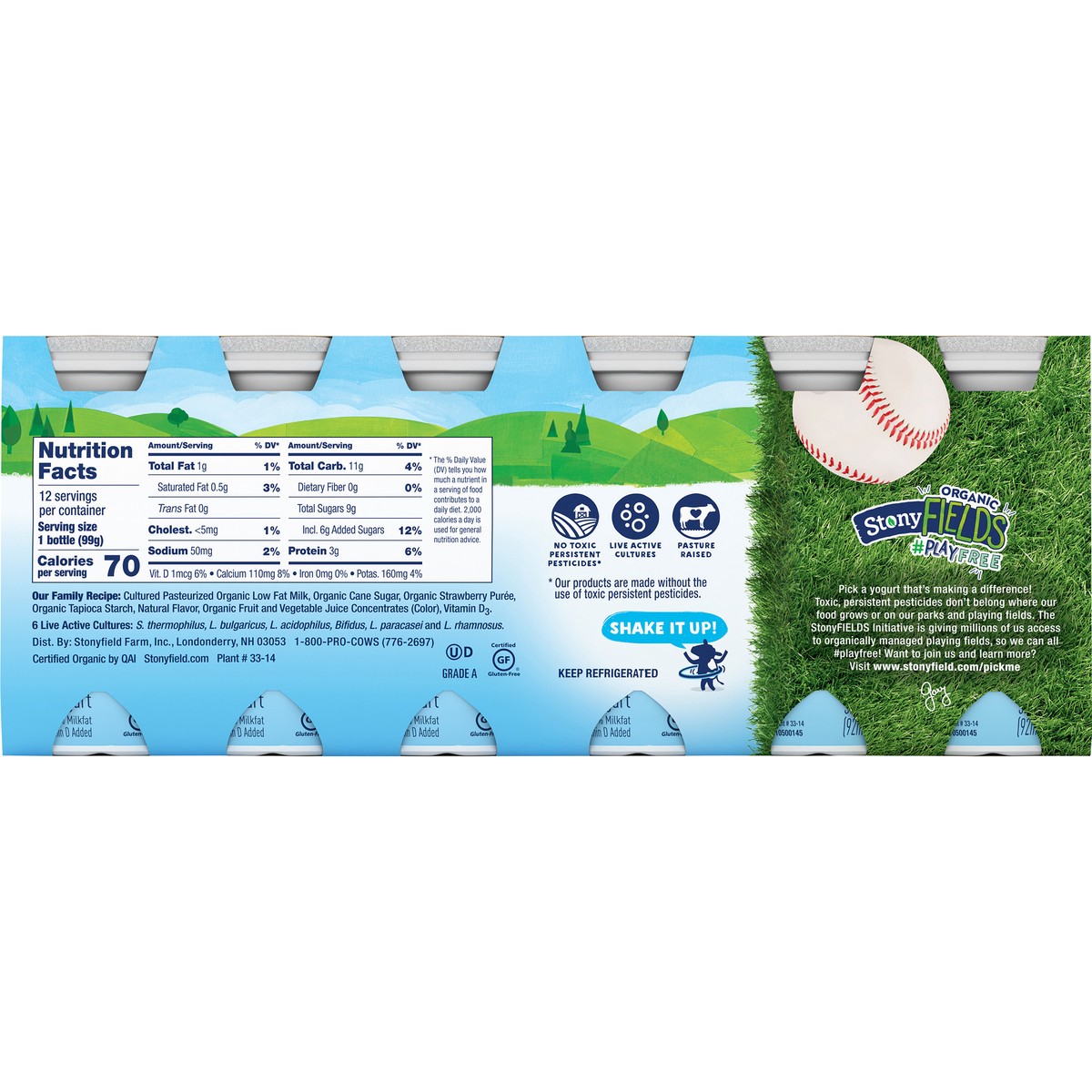 slide 2 of 9, Stonyfield Organic Lowfat Yogurt Smoothies, Strawberry, 3.1 fl. oz., 12 Ct, 12 ct