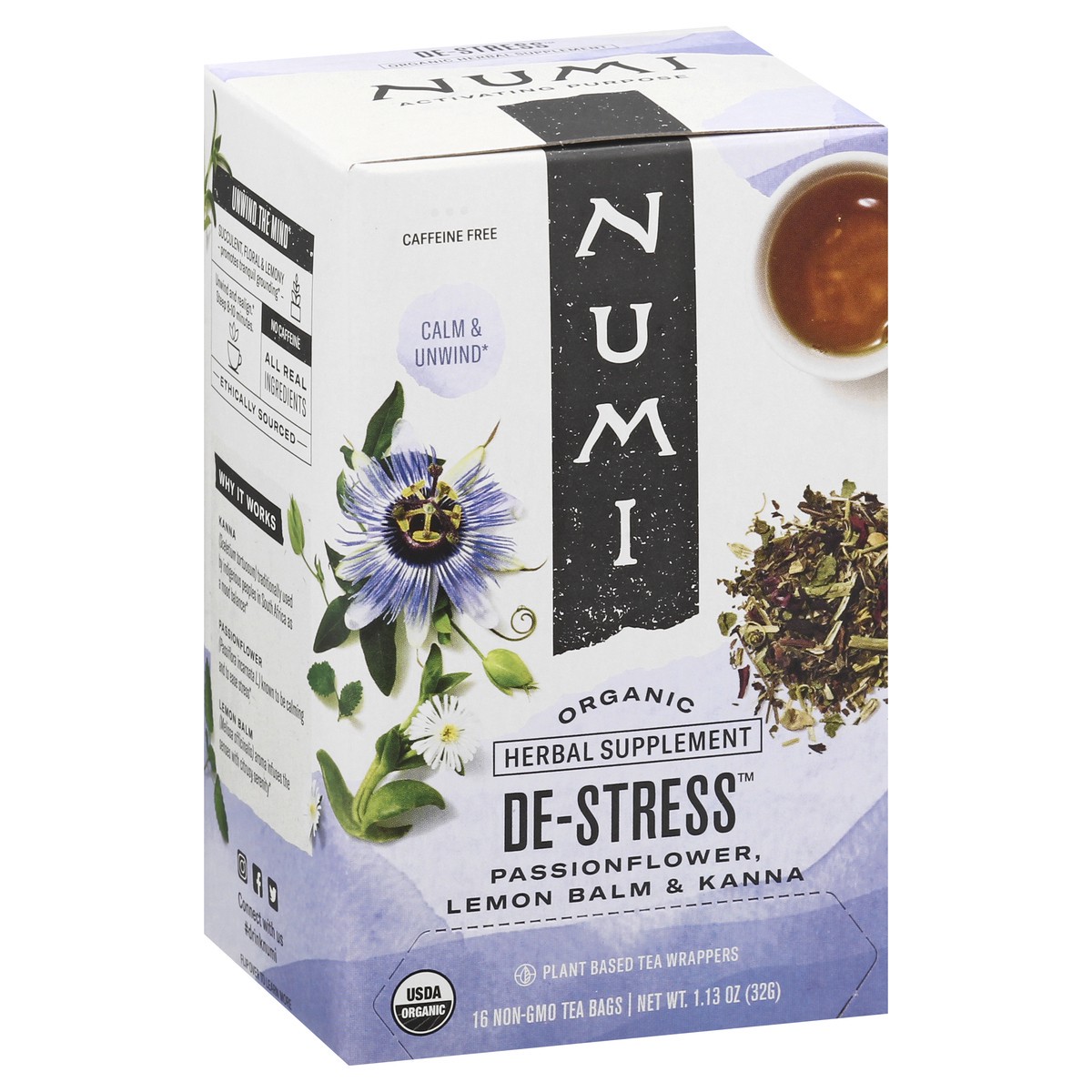 slide 2 of 9, Numi Bags Organic De-Stress Herbal Tea 16 ea, 16 ct