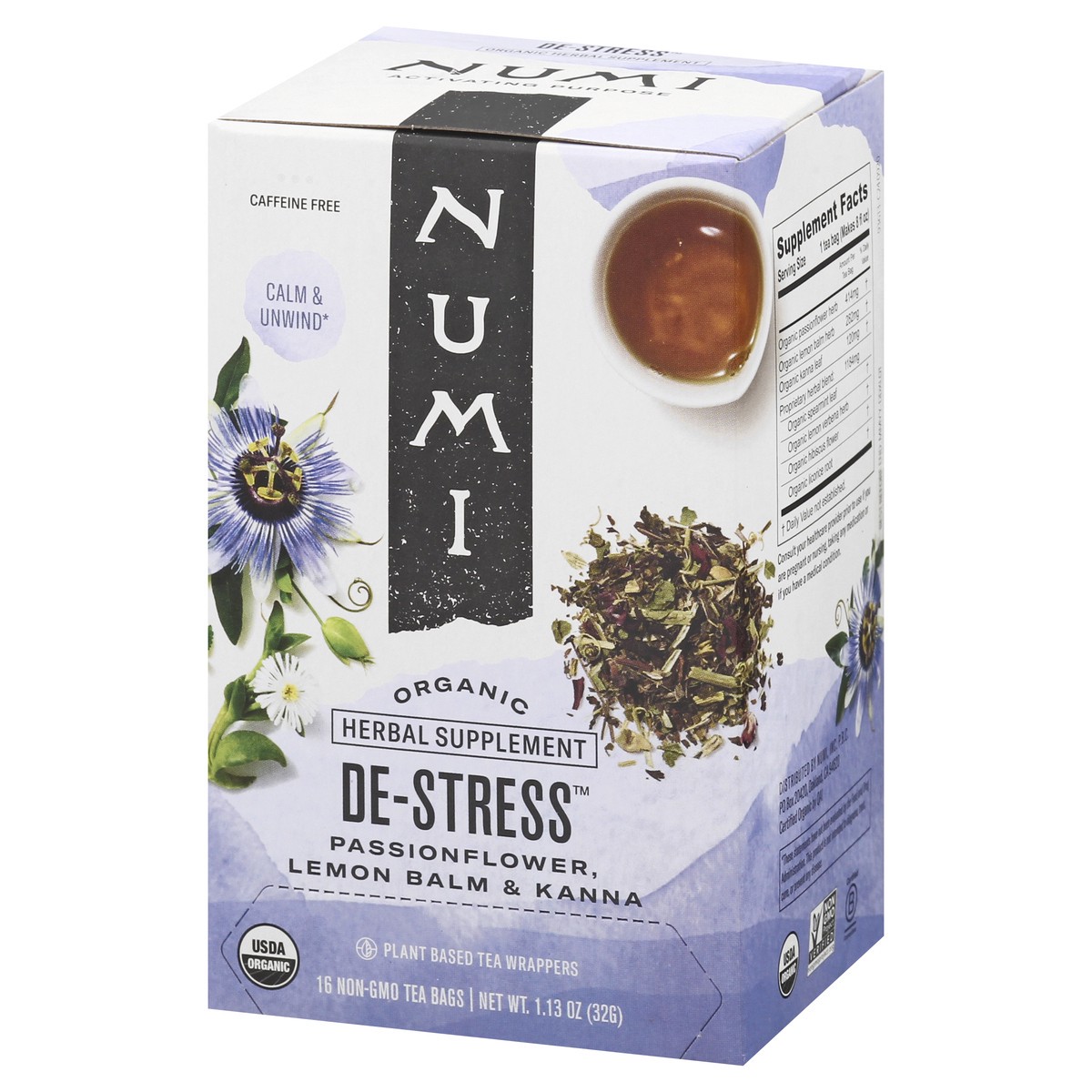 slide 3 of 9, Numi Bags Organic De-Stress Herbal Tea 16 ea, 16 ct