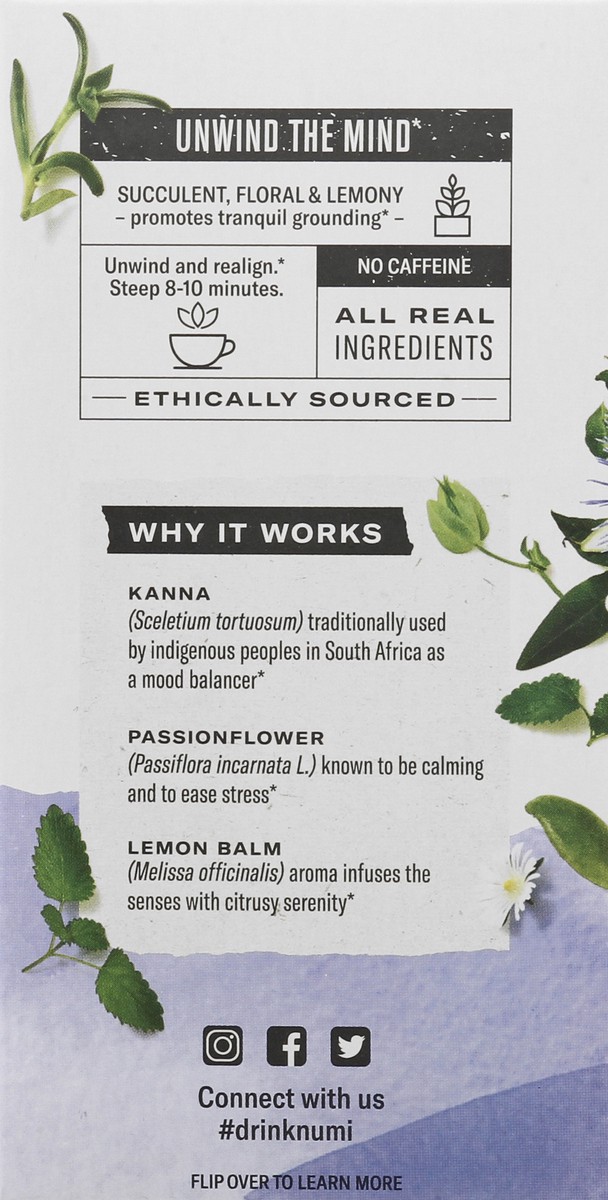 slide 7 of 9, Numi Bags Organic De-Stress Herbal Tea 16 ea, 16 ct