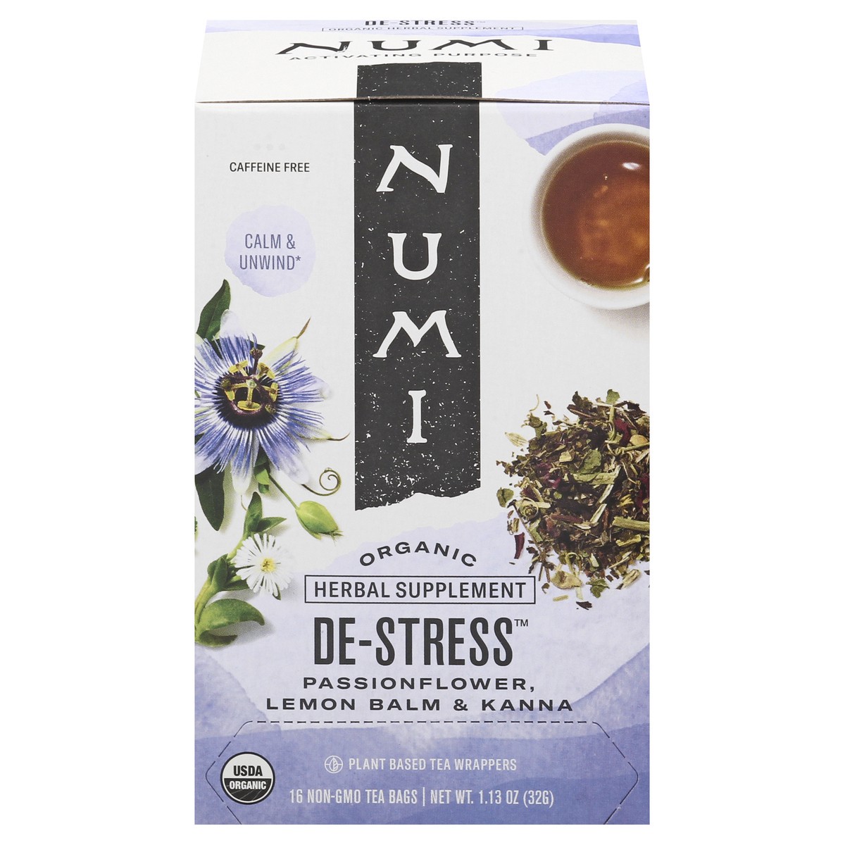 slide 1 of 9, Numi Bags Organic De-Stress Herbal Tea 16 ea, 16 ct
