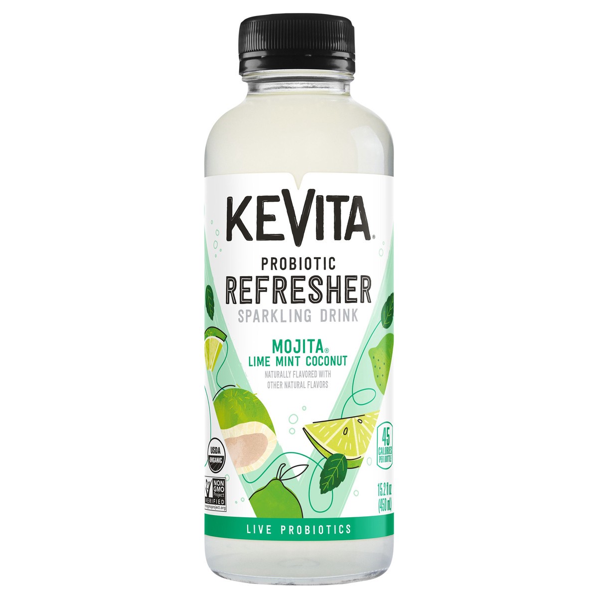 slide 1 of 8, Kevita Mojita Sparkling Probiotic Drink Lime Mint Coconut 15.2 Fl Oz, 15.2 fl oz