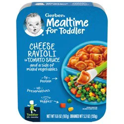 Gerber Mealtime for Toddler Cheese Ravioli In Tomato Sauce 6.6 oz Meals Bowl