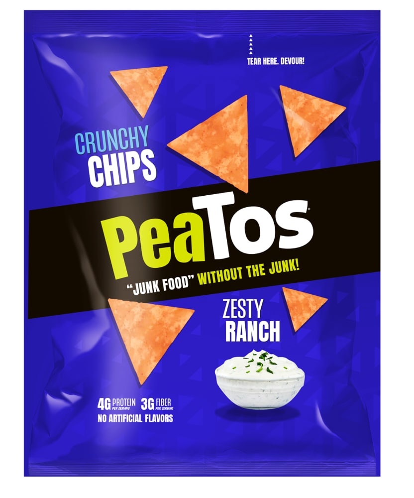 slide 1 of 1, Peatos Zesty Ranch Crunchy Chips, 4.5 oz