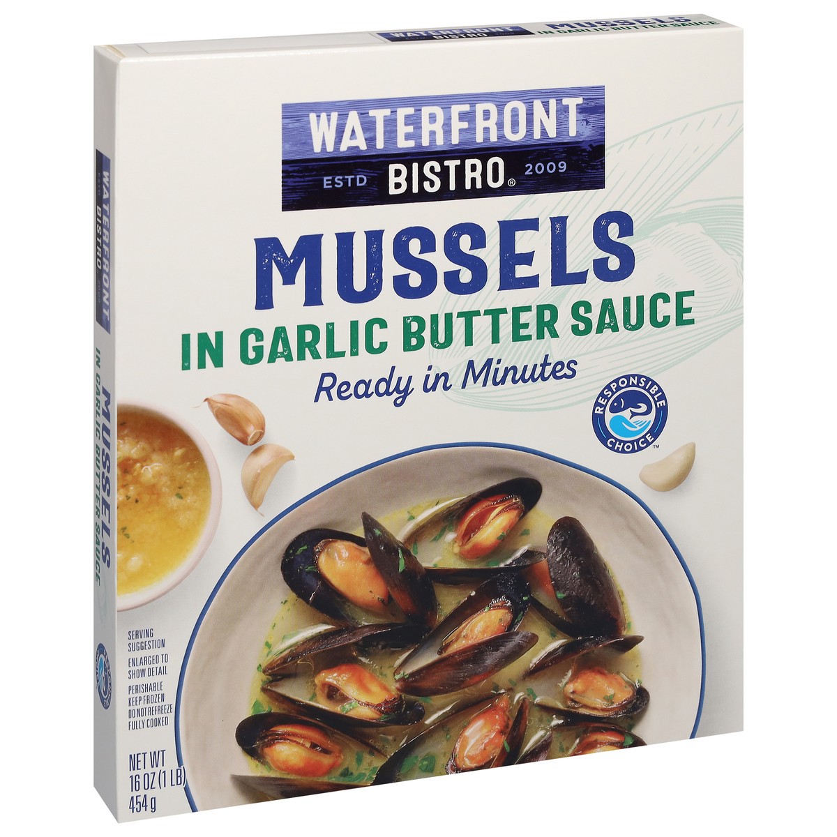 slide 4 of 9, Waterfront Bistro in Garlic Butter Sauce Mussels, 16.0 oz