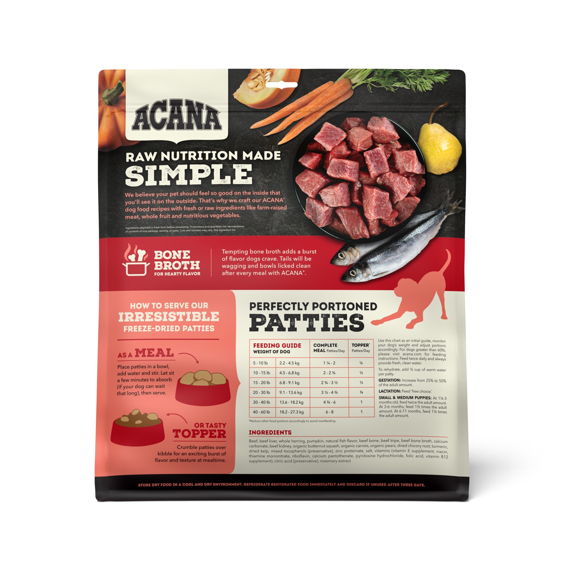 slide 3 of 5, ACANA Freeze-Dried Food Patties Farm-Raised Beef Recipe 14OZ, 14 oz