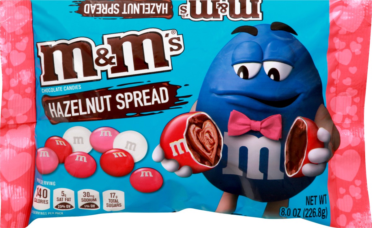 slide 7 of 8, M&M's Hazelnut Spread Valentine's Day Chocolate Candy Packs, 8 oz
