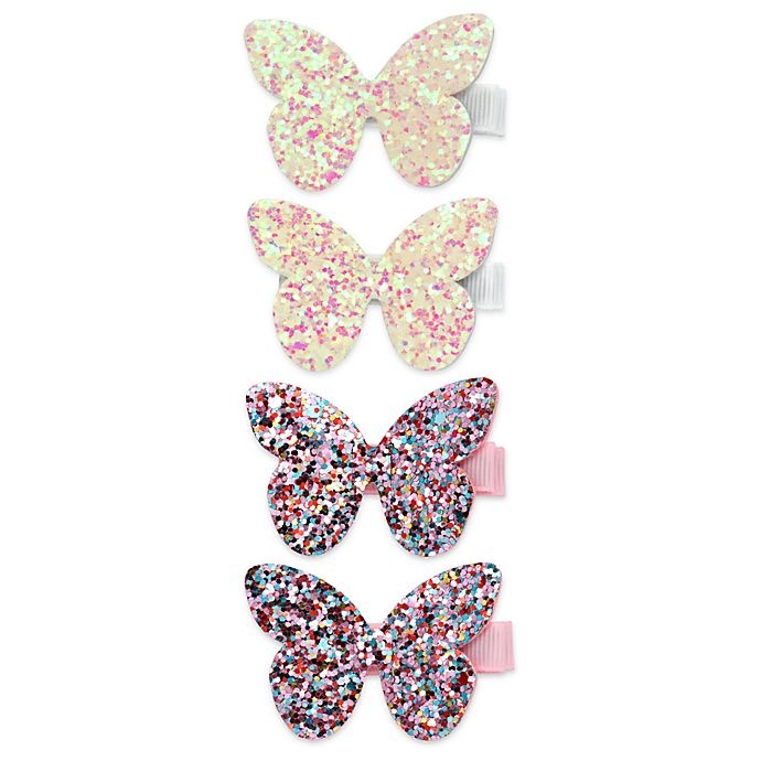 slide 1 of 1, Khristie Glitter Butterfly Hair Clips, 4 ct